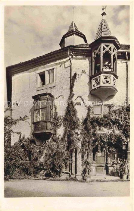 Krautheim Jagst Hohenlohekreis BW Burg Erker Turm Rankenpflanzen Fachwerkbalkon