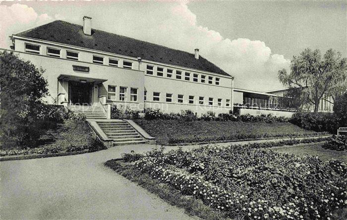 Bad Wimpfen Neckar Kurmittelhaus Liegehalle Kurgebaeude Gartenanlage Blumenbeete