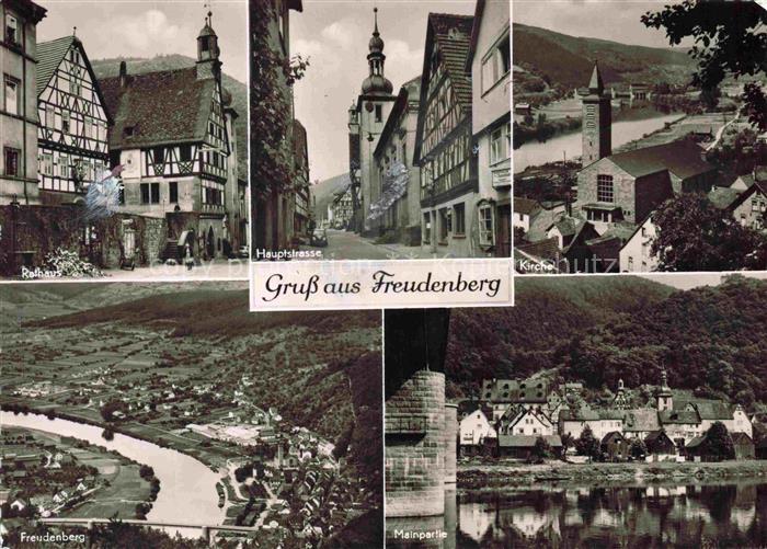 Freudenberg Main Baden BW Rathaus Hauptstrasse Kirche Mainpartie Fachwerk Main T
