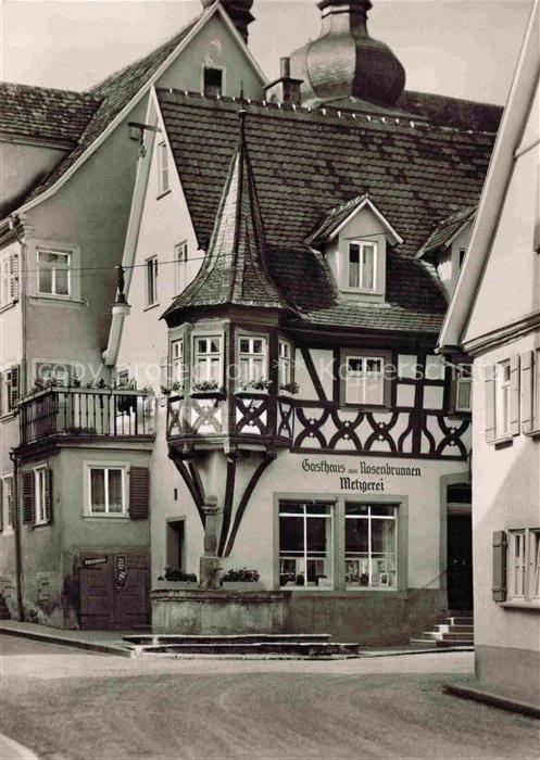 Weikersheim Rosenbrunnen Gasthaus-zum-Rosenbrunnen Metzgerei Fachwerk Erker Alts