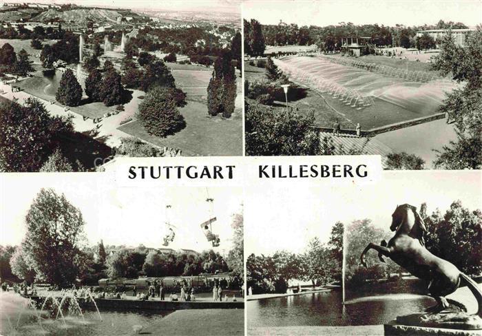 Killesberg STUTTGART Killesberg Park Schwimmbad Seilbahn Pferdestatue Springbrun