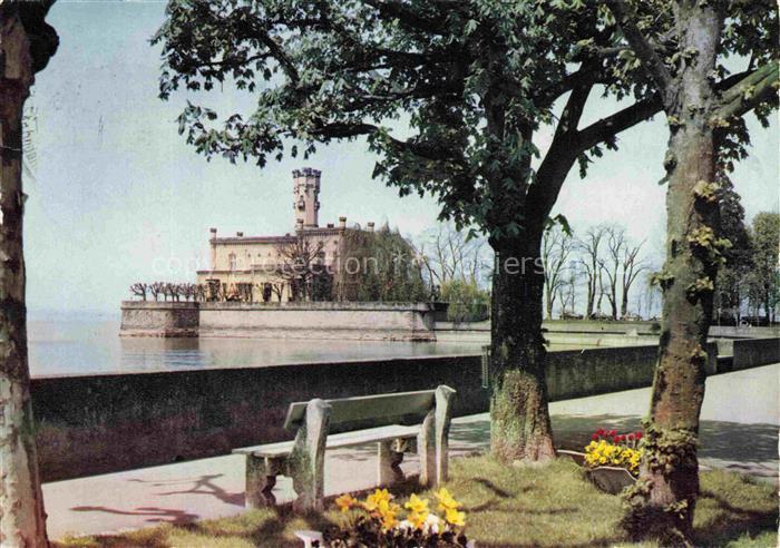 Langenargen Bodensee Schloss-Montfort Bodensee Park Bank Blumen Baeume Seeblick