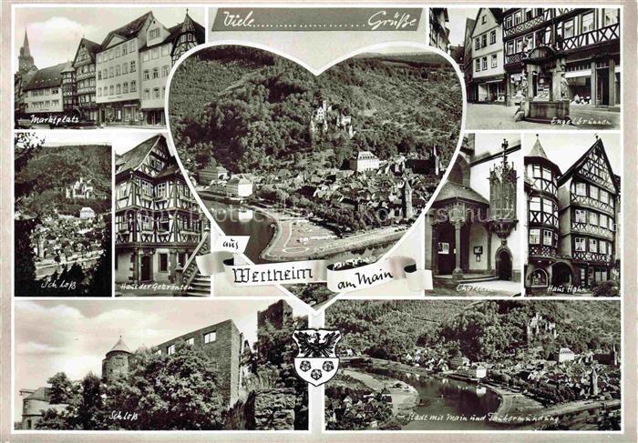 Wertheim Main BW Marktplatz Engelbrunnen Schloss Haus-der-Gekroenten Churke Haus