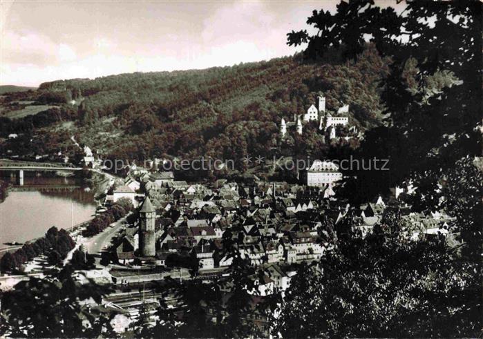 Wertheim Main BW Schloss Turm Main Altstadt Bruecke Wald Huegel Stadtblick