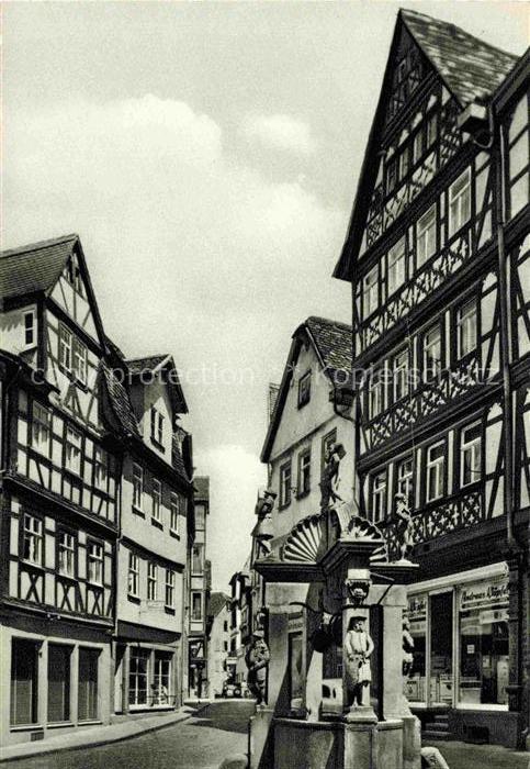 Wertheim Main BW Engelsbrunnen Brunnen Fachwerkhaus Altstadt Gasse Figuren Gesch