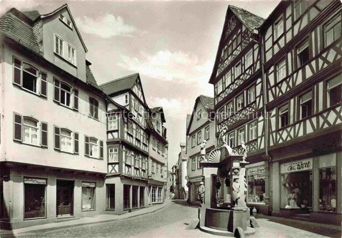 Wertheim Main BW Engelsbrunnen Brunnen Fachwerkhaus Altstadt Gasse Figuren Gesch