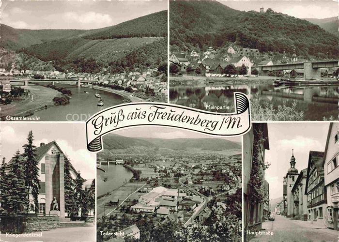 Freudenberg Main Baden BW Mainpartie Kriegerdenkmal Hauptstrasse Main Bruecke Fa