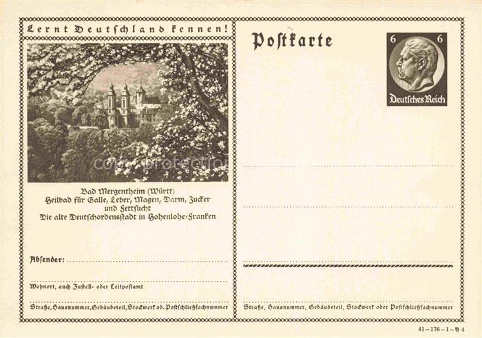 BAD MERGENTHEIM BW Schloss Baeume Park Heilbad Deutschordenstadt Hohenlohe-Frank