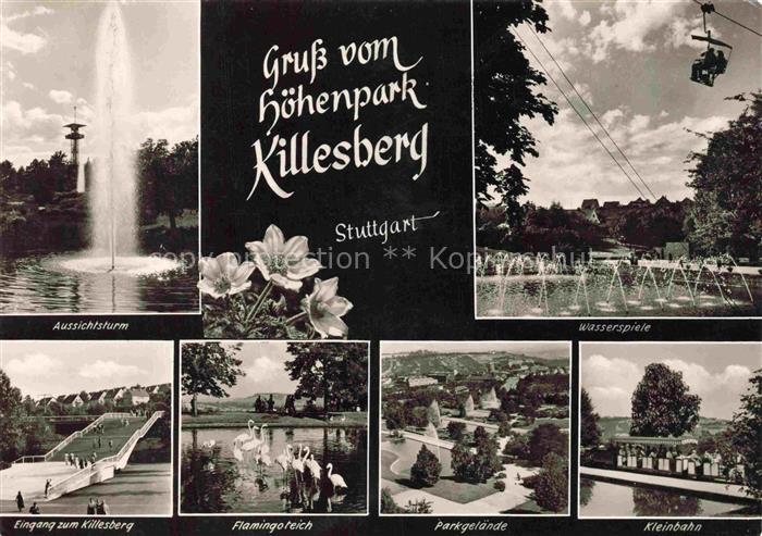 Killesberg STUTTGART Hoehenpark Aussichtsturm Wasserspiele Flamingoteich Kleinba