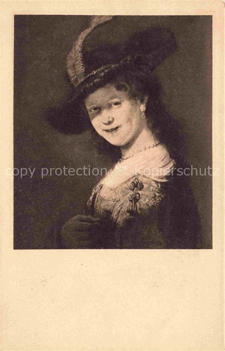 REMBRANDT van Rijn (1606-1669) Kuenstlerkarte Saskia mit Hut