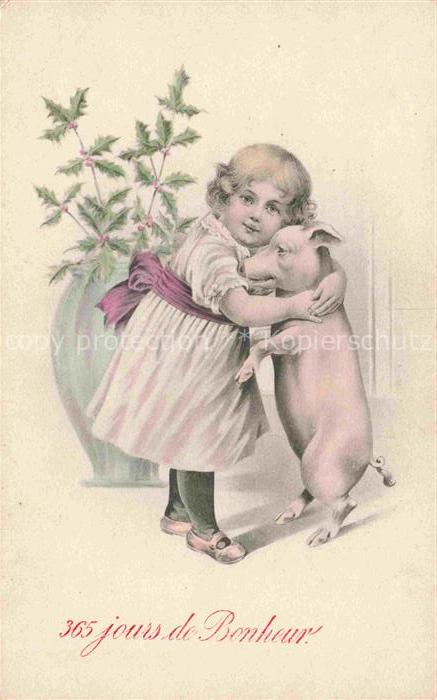Schweine Pigs Cochons Cerdos Maiali-- jours de Bonheur 365 Kind Litho