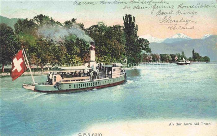 Dampfer Binnenschifffahrt An der Aare bei Thun C.P.N. 8310