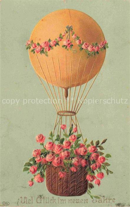 Verlag EAS Nr. Viel Glueck neuem Jahr Luftballon Blumen