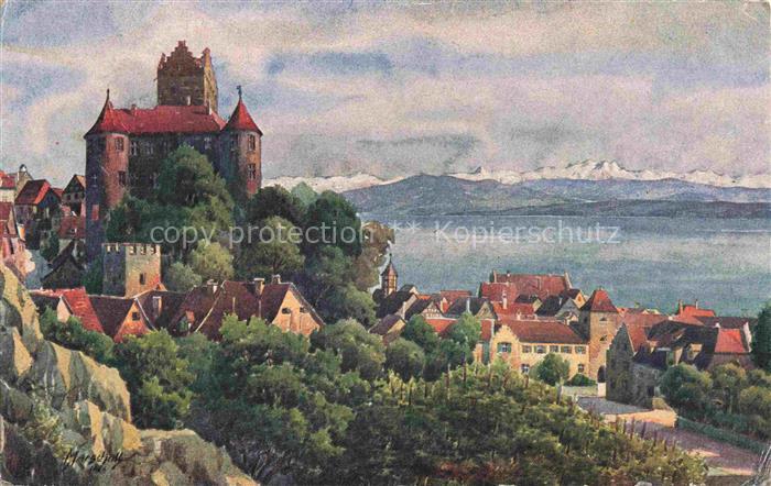 MARSCHALL J. Kuenstlerkarte Schloss Meersburg am Bodensee