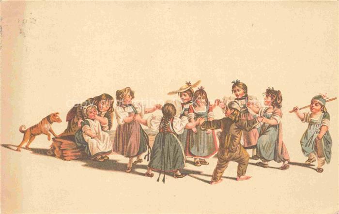 MIND Gottfried (1768-1814) Kuenstlerlitho Spielende Kinder Hund