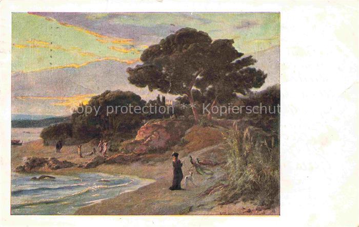 STueCKELBERG Ernst (1831-1903) Kuenstlerkarte Schweiz Spaziergang Am Meer