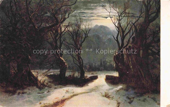 CALAME Alexandre (1810-1864) Kuenstlerkarte Schweiz Winter