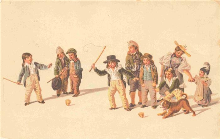 MIND Gottfried (1768-1814) Kuenstlerlitho Spielende Kinder Hund