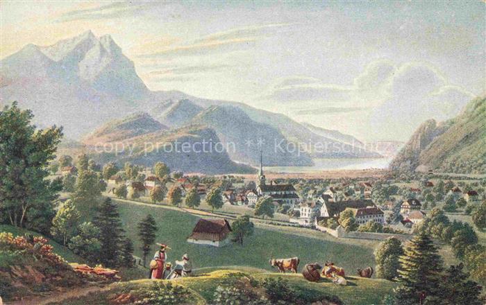 LORY Gabriel Junior (1794-1846) Kuenstlerkarte Schweiz Ansicht von Stans