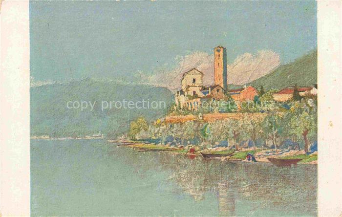 FRANZONI Filippo (1857-1911) Kuenstlerkarte Schweiz Kirche von Rivapiana