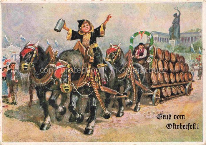 Oktoberfest Theresienwiese Muenchen Pferde Fass Kindl