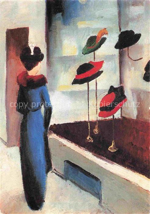 MACKE August (1887-1914) Kuenstlerkarte Hutladen 1913