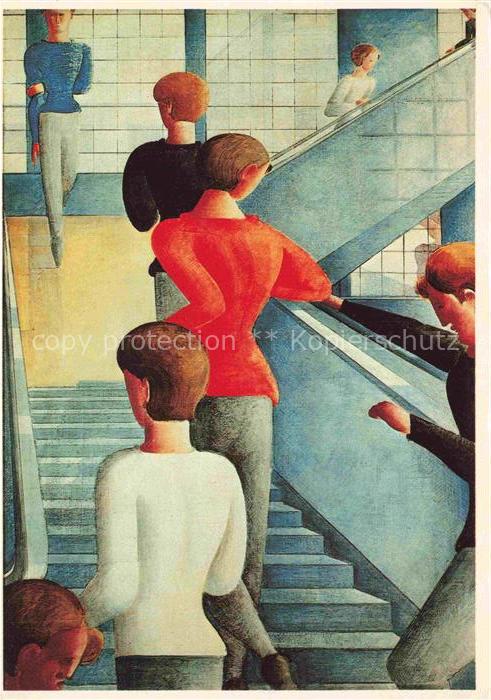 SCHLEMMER Oskar (1888-1943) Kuenstlerkarte Bauhaustreppe