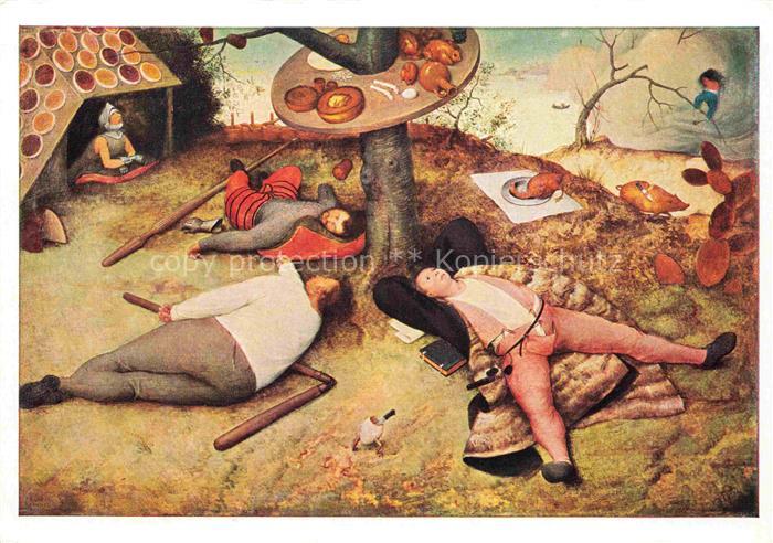 BRUEGHEL Pieter der Juengere Le Jeune (1564-1638) Kuenstlerkarte Das Schlaraffen