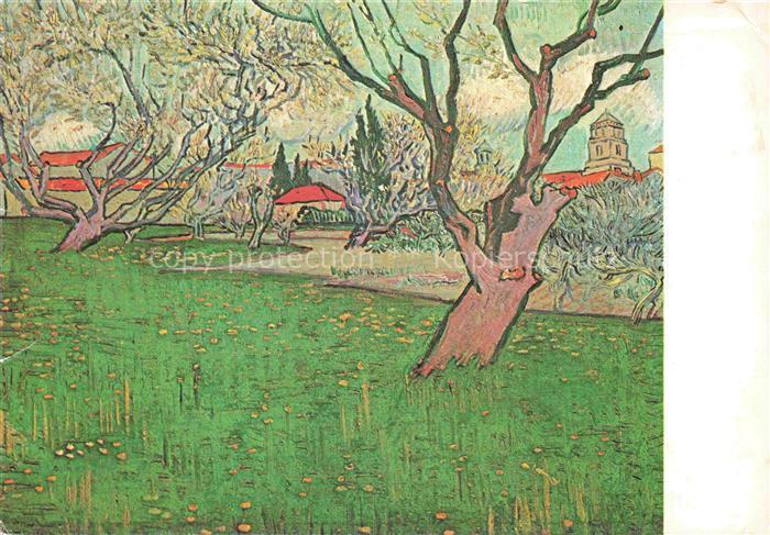 GOGH van Vincent (1853-1890) Kuenstlerkarte Blick auf Arles mit bluehenden Baeum