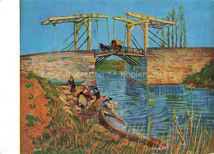 GOGH van Vincent (1853-1890) Kuenstlerkarte Brug te Arles Braw Bridge with Cart