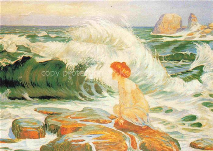 KUPKA Frantisek Kuenstlerkarte Vague oel auf Leinwand Frau im Meer