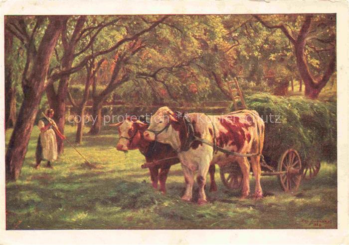 BURNAND Eugene (1850-1921) Kuenstlerkarte Schweiz Die Mahd La Fauchee