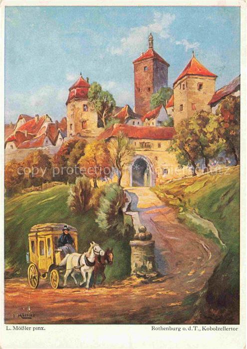 MoessLER Ludwig Moessler Ludwig (1902-1949) Kuenstlerkarte Rothenburg a.d.T. Kob