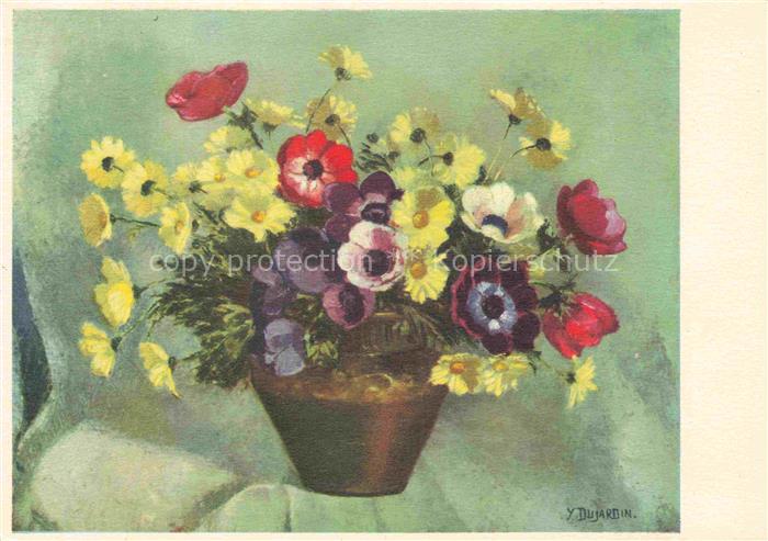 DUJARDIN Y. Kuenstlerkarte Geneve Gelbe Margariten