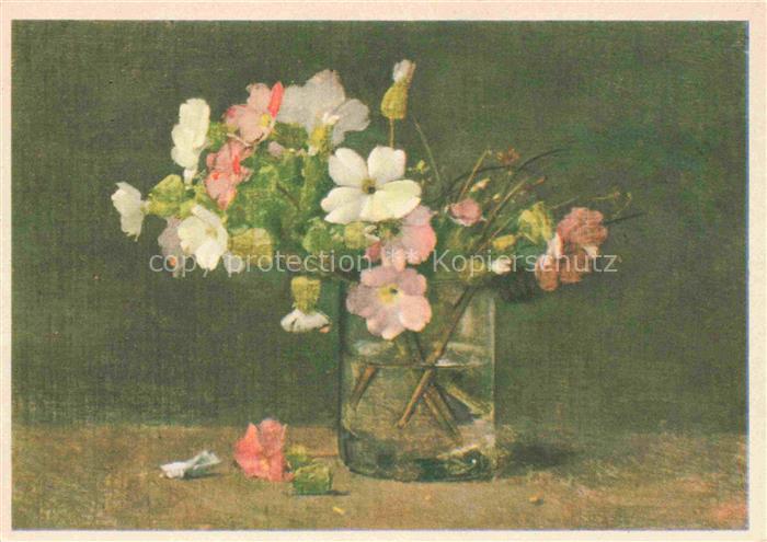 PIGNOLAT Pierre (1838-1913) Kuenstlerkarte Geneve Fruehlingsblumen