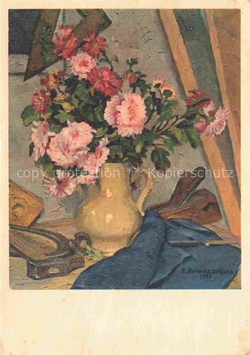 HAINARD-BECHARD E. Kuenstlerkarte Geneve Blumen in der Werkstadt