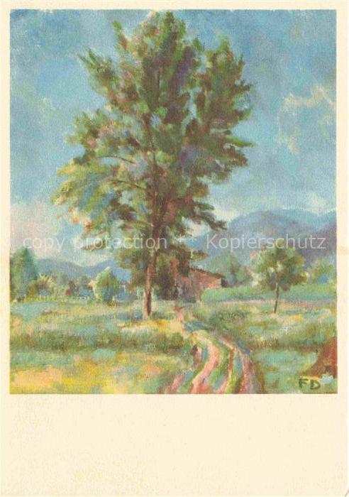 DERINGER F. Utikon Kuenstlerkarte Baum im Tessin