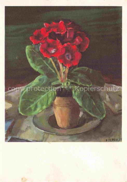 PERRELET P. Kuenstlerkarte St Legier Gloxinia