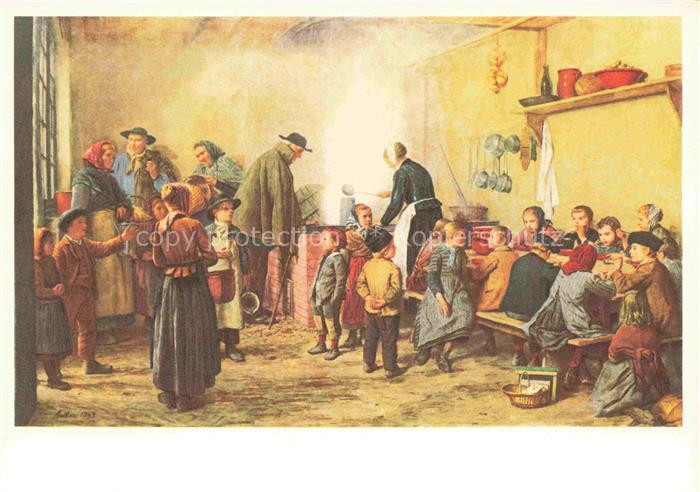 ANKER Albert (1831-1910) Kuenstlerkarte Schweiz Armensuppe in ins