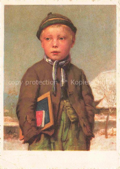 ANKER Albert (1831-1910) Kuenstlerkarte Schweiz Berner Schulbub
