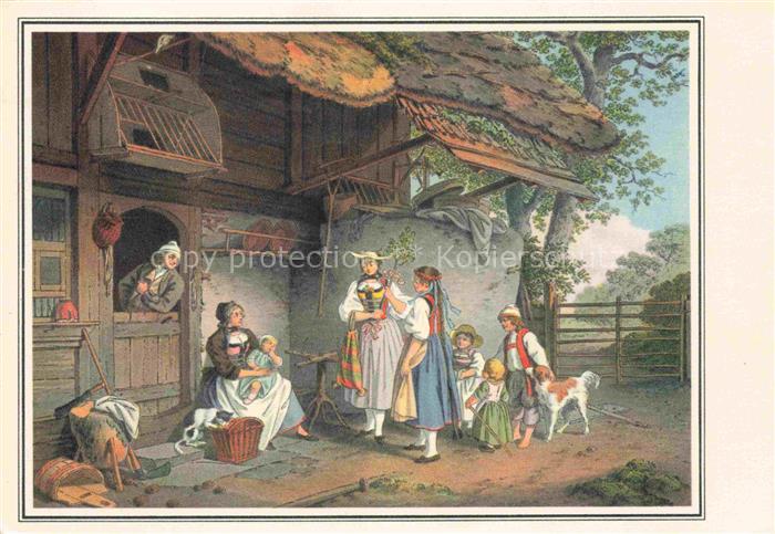 FREUDENBERGER S. (1745-1801) Kuenstlerkarte Schweiz Die Mai Saengerin
