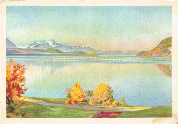 JACOBI Marcus Kuenstlerkarte Schweiz Thunersee im Herbst