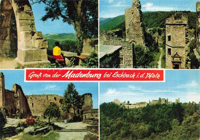 Madenburg Burg Eschbach Pfalz Madenburg Burgruine Mauerwerk Ruine Bergblick Wald