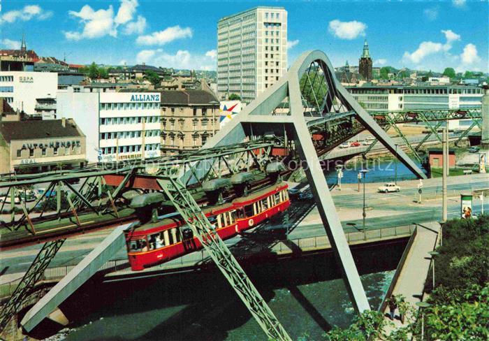 WUPPERTAL NRW Schwebebahn Wupper Stadtmitte Allianz Hochhaeuser Bruecke Strassen