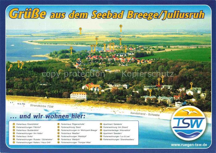 Juliusruh Ruegen Breege Seebad Juliusruh Breege Ruegen Luftbild Strand Sandstran