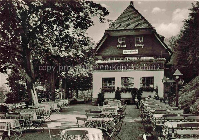 FREIBURG Breisgau BW Waldrestaurant Jaegerhaeusle Terrasse Biergarten Baeume Fac