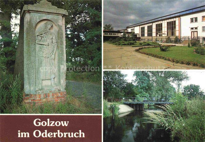 Golzow Oderbruch Brandenburg Oderbruch Denkmal Mehrzweckhalle Fluss Bruecke Kana