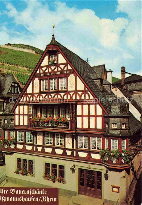 AssMANNSHAUSEN Rhein Alte-Bauernschaenke Fachwerkhaus Blumenschmuck Weinberge Ho