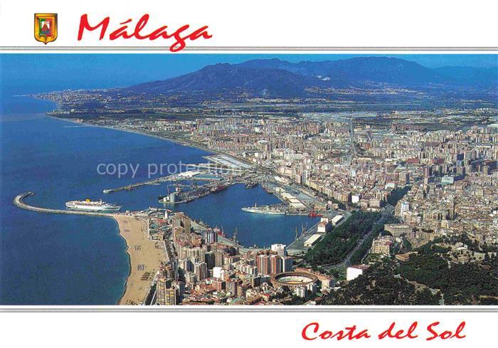 MALAGA Andalucia ES Hafen Strand Bucht Stierkampfarena Stadtpanorama Mittelmeer