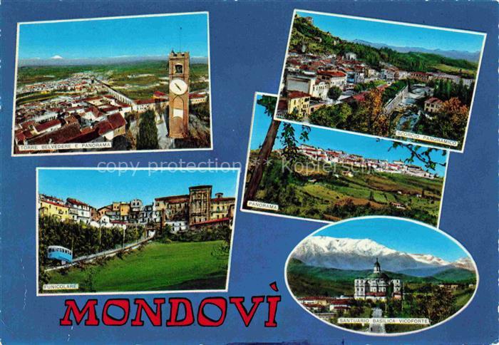 Mondovi Piemonte IT Torre-Belvedere Uhrturm Funicolare Panorama Basilika-Vicofor